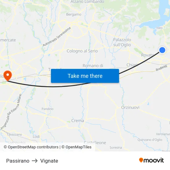 Passirano to Vignate map