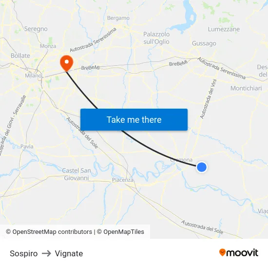 Sospiro to Vignate map