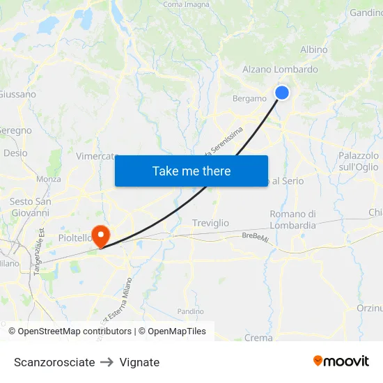 Scanzorosciate to Vignate map