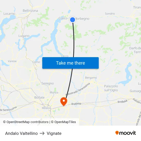 Andalo Valtellino to Vignate map