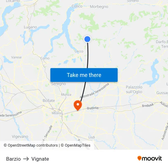 Barzio to Vignate map