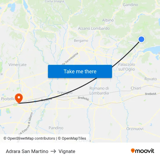 Adrara San Martino to Vignate map