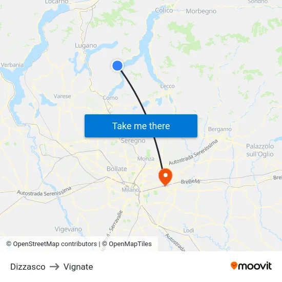 Dizzasco to Vignate map