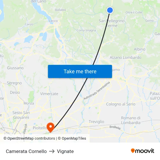 Camerata Cornello to Vignate map