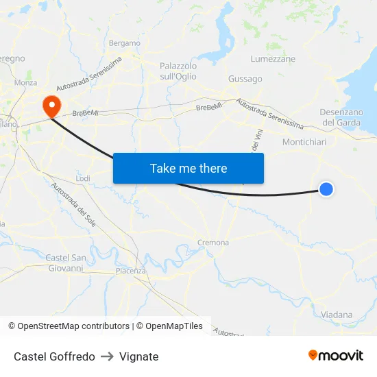 Castel Goffredo to Vignate map