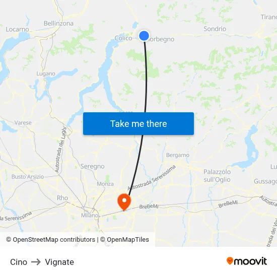 Cino to Vignate map
