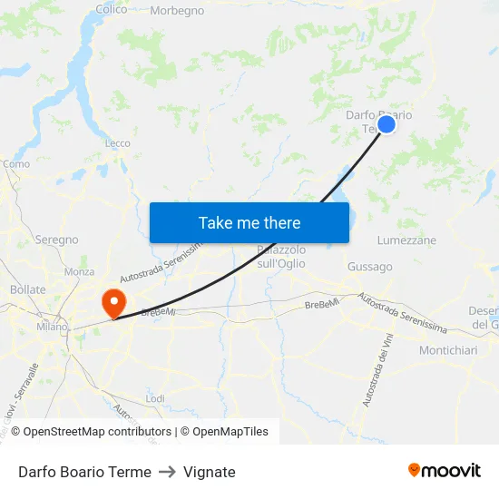 Darfo Boario Terme to Vignate map