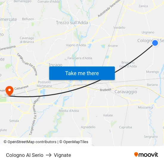 Cologno Al Serio to Vignate map