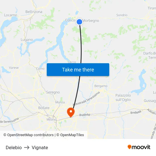 Delebio to Vignate map