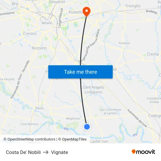 Costa de' Nobili to Vignate map