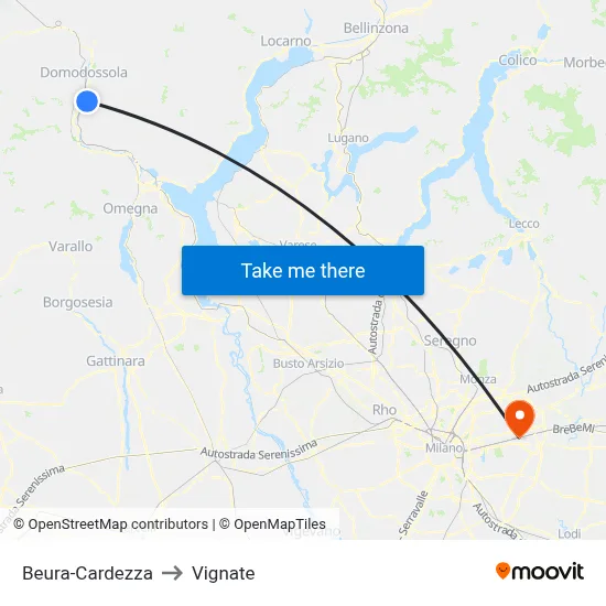 Beura-Cardezza to Vignate map
