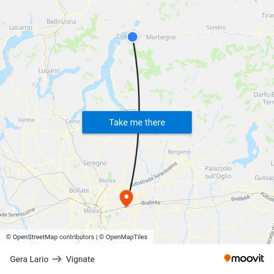 Gera Lario to Vignate map
