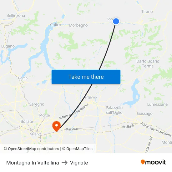 Montagna In Valtellina to Vignate map