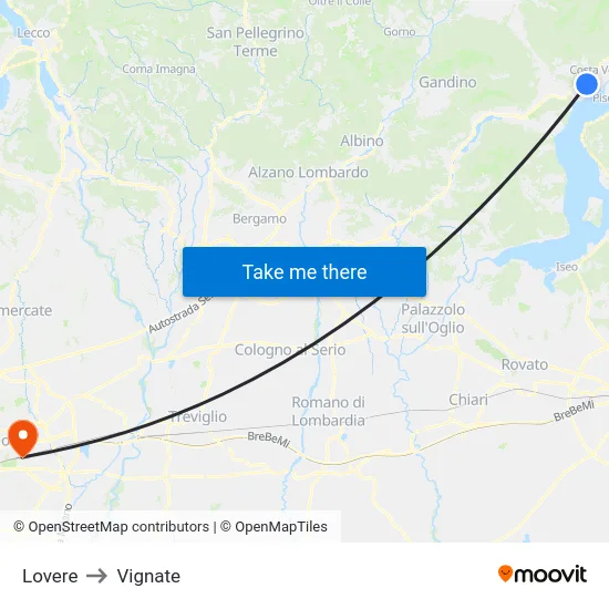 Lovere to Vignate map