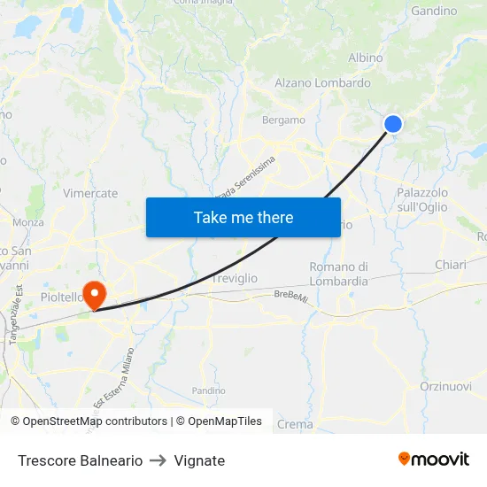Trescore Balneario to Vignate map