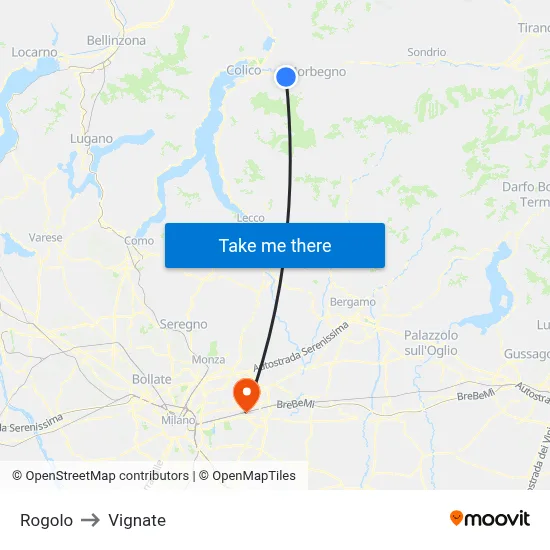 Rogolo to Vignate map
