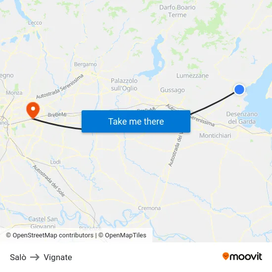 Salò to Vignate map