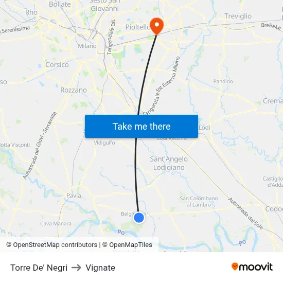 Torre De' Negri to Vignate map