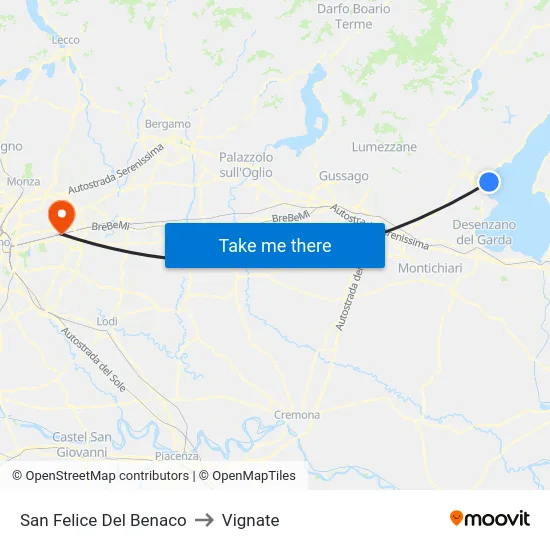 San Felice Del Benaco to Vignate map