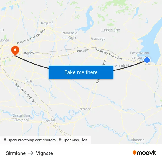 Sirmione to Vignate map