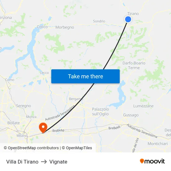 Villa Di Tirano to Vignate map