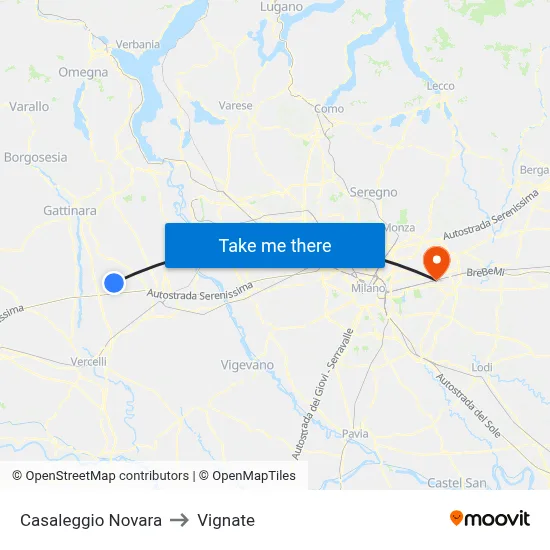 Casaleggio Novara to Vignate map