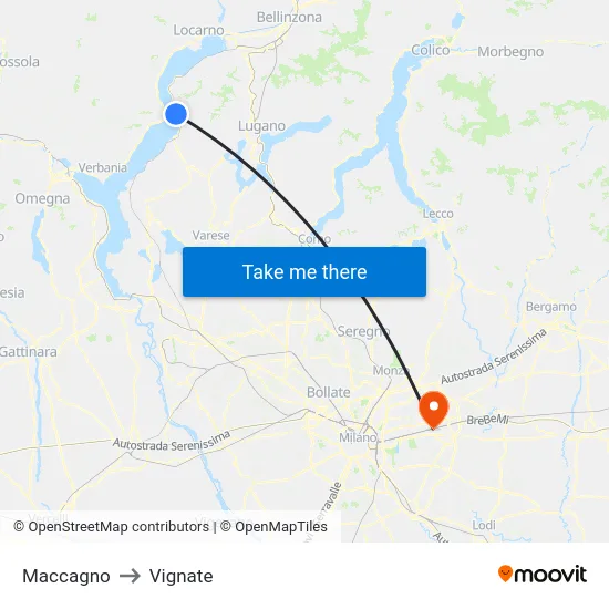 Maccagno to Vignate map