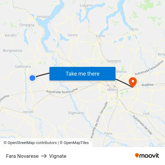 Fara Novarese to Vignate map