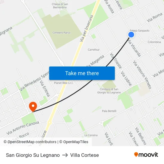 San Giorgio Su Legnano to Villa Cortese map