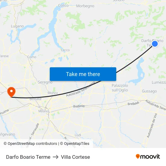 Darfo Boario Terme to Villa Cortese map