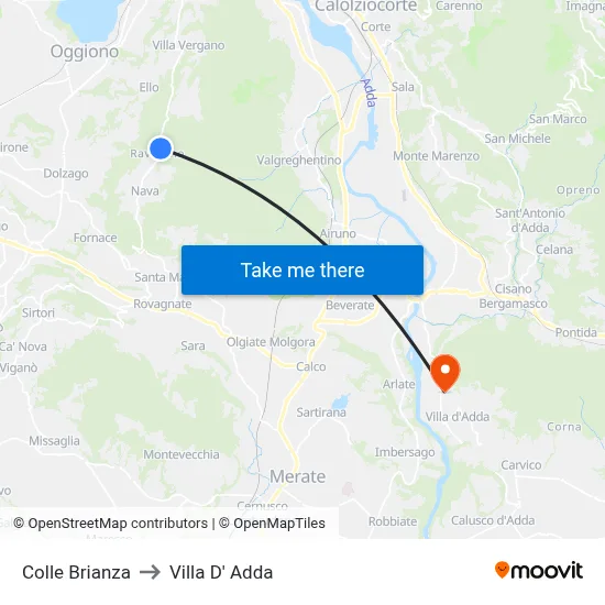 Colle Brianza to Villa D' Adda map