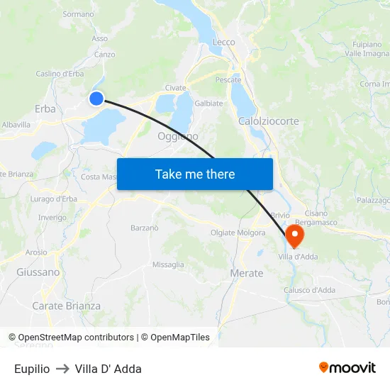 Eupilio to Villa D' Adda map