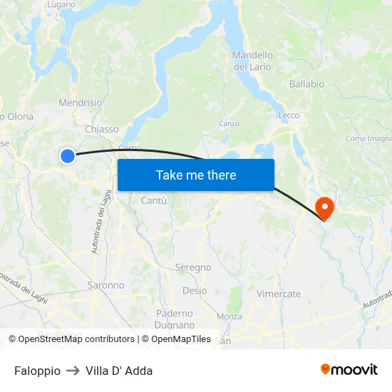 Faloppio to Villa D' Adda map