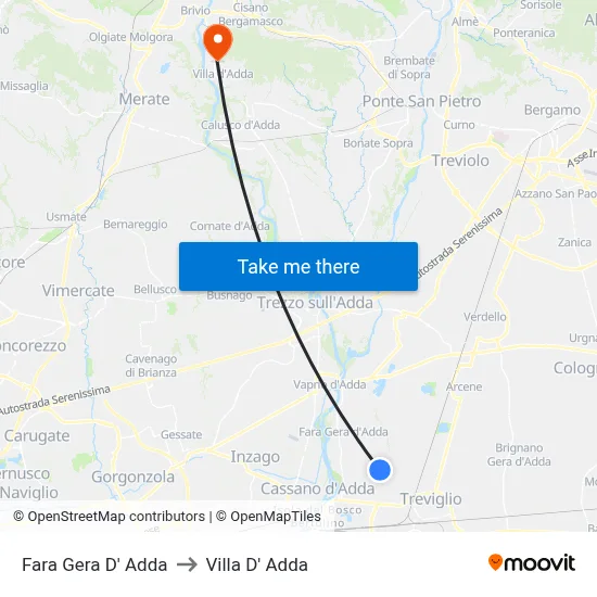 Fara Gera D' Adda to Villa D' Adda map