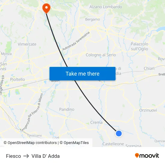 Fiesco to Villa D' Adda map