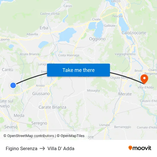Figino Serenza to Villa D' Adda map