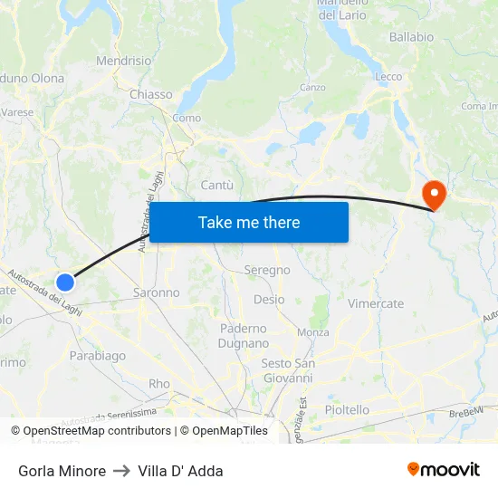 Gorla Minore to Villa D' Adda map