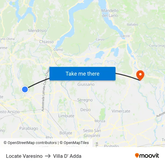 Locate Varesino to Villa D' Adda map