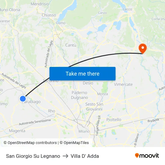 San Giorgio Su Legnano to Villa D' Adda map