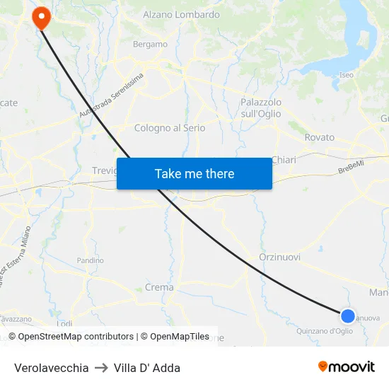 Verolavecchia to Villa D' Adda map