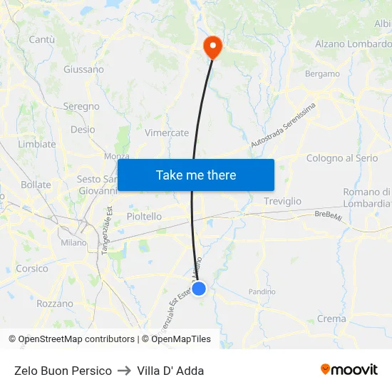 Zelo Buon Persico to Villa D' Adda map