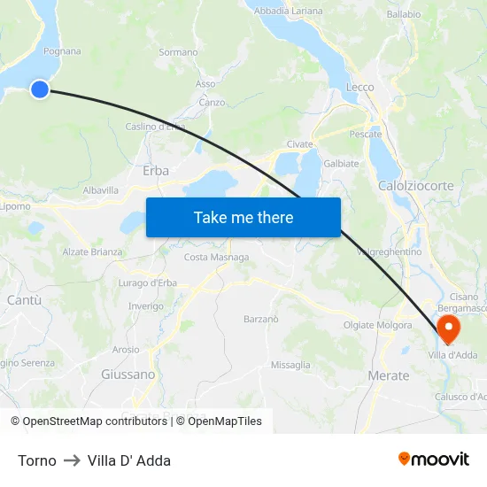 Torno to Villa D' Adda map