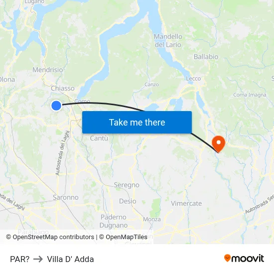 Parre to Villa D' Adda map