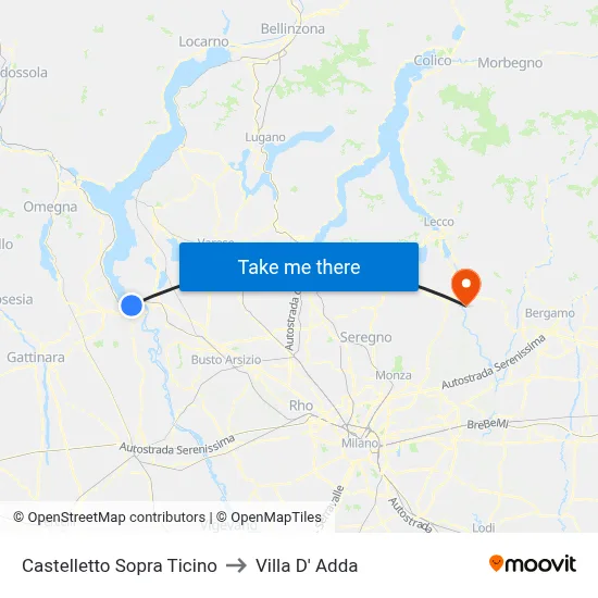 Castelletto Above Ticino to Villa D' Adda map