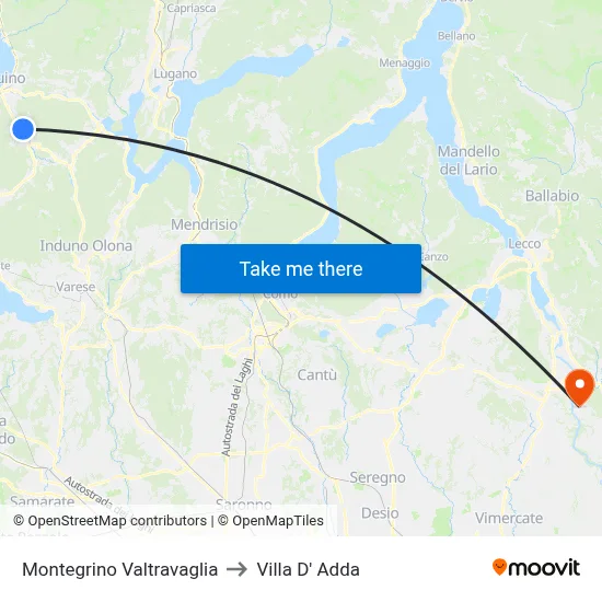 Montegrino Valtravaglia to Villa D' Adda map