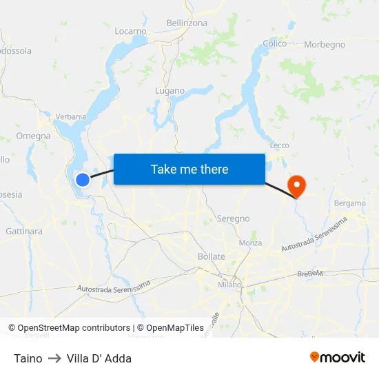 Taino to Villa D' Adda map