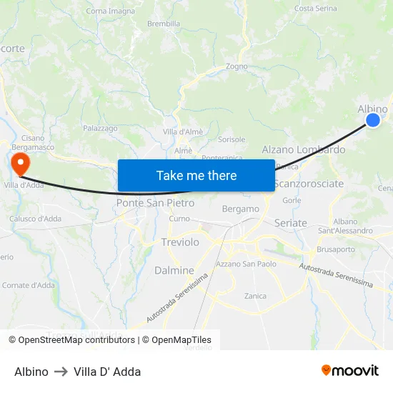 Albino to Villa D' Adda map