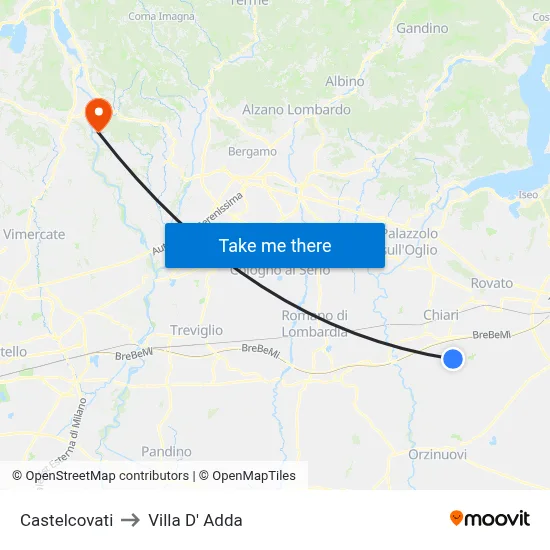 Castelcovati to Villa D' Adda map