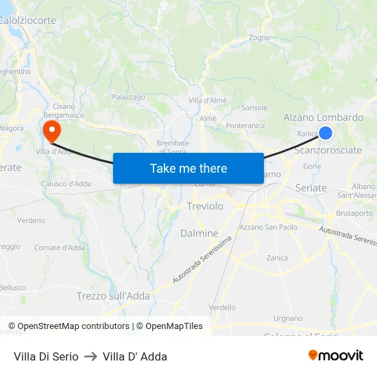 Villa di Serio to Villa D' Adda map