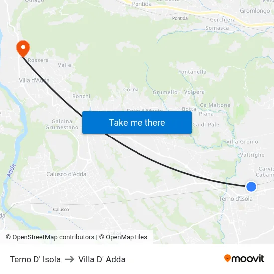 Terno D' Isola to Villa D' Adda map